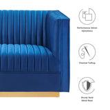 Modway Furniture Sanguine Channel Tufted Performance Velvet 4-Piece Left-Facing Modular Sectional Sofa XRXT Navy EEI-5830-NAV