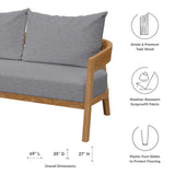 Modway Furniture Brisbane 6-Piece Teak Wood Outdoor Patio Outdoor Patio Set XRXT Natural Gray EEI-5833-NAT-GRY