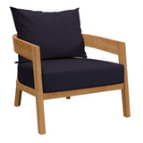 Modway Furniture Brisbane 6-Piece Teak Wood Outdoor Patio Outdoor Patio Set XRXT Natural Navy EEI-5833-NAT-NAV