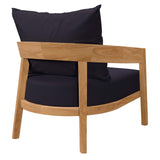 Modway Furniture Brisbane 6-Piece Teak Wood Outdoor Patio Outdoor Patio Set XRXT Natural Navy EEI-5833-NAT-NAV