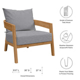 Modway Furniture Brisbane 3-Piece Teak Wood Outdoor Patio Outdoor Patio Set XRXT Natural Gray EEI-5834-NAT-GRY