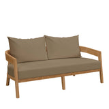 Modway Furniture Brisbane 3-Piece Teak Wood Outdoor Patio Outdoor Patio Set XRXT Natural Light Brown EEI-5834-NAT-LBR