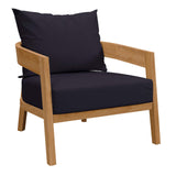 Modway Furniture Brisbane 3-Piece Teak Wood Outdoor Patio Outdoor Patio Set XRXT Natural Navy EEI-5834-NAT-NAV