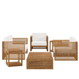 Modway Furniture Carlsbad 6-Piece Teak Wood Outdoor Patio Outdoor Patio Set XRXT Natural White EEI-5836-NAT-WHI