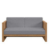 Modway Furniture Carlsbad 3-Piece Teak Wood Outdoor Patio Outdoor Patio Set XRXT Natural Gray EEI-5837-NAT-GRY
