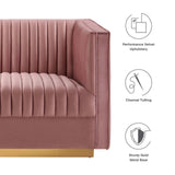 Modway Furniture Sanguine Channel Tufted Performance Velvet 7-Piece Left-Facing Modular Sectional Sofa XRXT Dusty Rose EEI-5840-DUS
