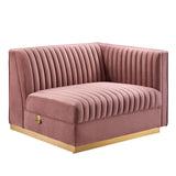 Modway Furniture Sanguine Channel Tufted Performance Velvet 7-Piece Left-Facing Modular Sectional Sofa XRXT Dusty Rose EEI-5840-DUS