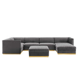 Modway Furniture Sanguine Channel Tufted Performance Velvet 7-Piece Left-Facing Modular Sectional Sofa XRXT Gray EEI-5840-GRY