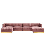 Sanguine Channel Tufted Performance Velvet 6-Piece Modular Sectional Sofa