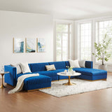 Modway Furniture Sanguine Channel Tufted Performance Velvet 6-Piece Modular Sectional Sofa XRXT Navy EEI-5841-NAV