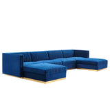 Modway Furniture Sanguine Channel Tufted Performance Velvet 6-Piece Modular Sectional Sofa XRXT Navy EEI-5841-NAV