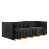 Modway Furniture Conjure Channel Tufted Performance Velvet Loveseat XRXT Gold Black EEI-5842-GLD-BLK
