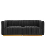 Modway Furniture Conjure Channel Tufted Performance Velvet Loveseat XRXT Gold Black EEI-5842-GLD-BLK