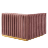 Modway Furniture Conjure Channel Tufted Performance Velvet Loveseat XRXT Gold Dusty Rose EEI-5842-GLD-DUS