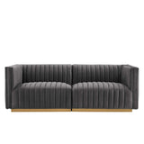 Modway Furniture Conjure Channel Tufted Performance Velvet Loveseat XRXT Gold Gray EEI-5842-GLD-GRY