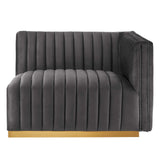 Modway Furniture Conjure Channel Tufted Performance Velvet Loveseat XRXT Gold Gray EEI-5842-GLD-GRY