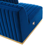 Modway Furniture Conjure Channel Tufted Performance Velvet Loveseat XRXT Gold Navy EEI-5842-GLD-NAV