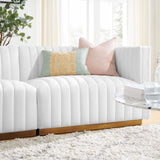 Modway Furniture Conjure Channel Tufted Performance Velvet Loveseat XRXT Gold White EEI-5842-GLD-WHI