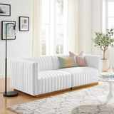 Modway Furniture Conjure Channel Tufted Performance Velvet Loveseat XRXT Gold White EEI-5842-GLD-WHI
