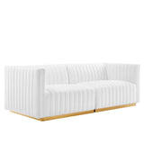 Modway Furniture Conjure Channel Tufted Performance Velvet Loveseat XRXT Gold White EEI-5842-GLD-WHI