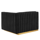 Modway Furniture Conjure Channel Tufted Performance Velvet Sofa XRXT Gold Black EEI-5843-GLD-BLK