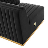 Modway Furniture Conjure Channel Tufted Performance Velvet Sofa XRXT Gold Black EEI-5843-GLD-BLK