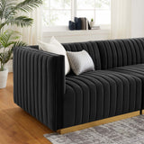 Modway Furniture Conjure Channel Tufted Performance Velvet Sofa XRXT Gold Black EEI-5843-GLD-BLK