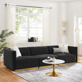 Modway Furniture Conjure Channel Tufted Performance Velvet Sofa XRXT Gold Black EEI-5843-GLD-BLK