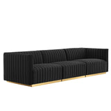 Modway Furniture Conjure Channel Tufted Performance Velvet Sofa XRXT Gold Black EEI-5843-GLD-BLK