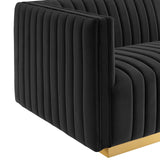 Modway Furniture Conjure Channel Tufted Performance Velvet Sofa XRXT Gold Black EEI-5843-GLD-BLK