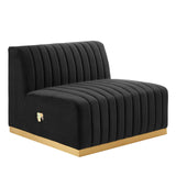 Modway Furniture Conjure Channel Tufted Performance Velvet Sofa XRXT Gold Black EEI-5843-GLD-BLK