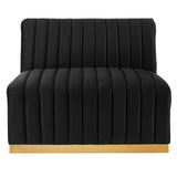 Modway Furniture Conjure Channel Tufted Performance Velvet Sofa XRXT Gold Black EEI-5843-GLD-BLK