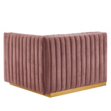 Modway Furniture Conjure Channel Tufted Performance Velvet Sofa XRXT Gold Dusty Rose EEI-5843-GLD-DUS