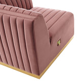 Modway Furniture Conjure Channel Tufted Performance Velvet Sofa XRXT Gold Dusty Rose EEI-5843-GLD-DUS