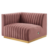 Modway Furniture Conjure Channel Tufted Performance Velvet Sofa XRXT Gold Dusty Rose EEI-5843-GLD-DUS