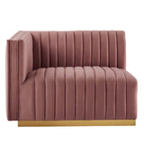 Modway Furniture Conjure Channel Tufted Performance Velvet Sofa XRXT Gold Dusty Rose EEI-5843-GLD-DUS