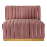 Modway Furniture Conjure Channel Tufted Performance Velvet Sofa XRXT Gold Dusty Rose EEI-5843-GLD-DUS