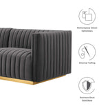 Modway Furniture Conjure Channel Tufted Performance Velvet Sofa XRXT Gold Gray EEI-5843-GLD-GRY