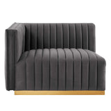 Modway Furniture Conjure Channel Tufted Performance Velvet Sofa XRXT Gold Gray EEI-5843-GLD-GRY