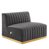 Modway Furniture Conjure Channel Tufted Performance Velvet Sofa XRXT Gold Gray EEI-5843-GLD-GRY