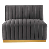 Modway Furniture Conjure Channel Tufted Performance Velvet Sofa XRXT Gold Gray EEI-5843-GLD-GRY