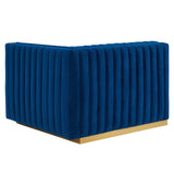 Modway Furniture Conjure Channel Tufted Performance Velvet Sofa XRXT Gold Navy EEI-5843-GLD-NAV