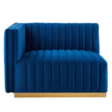 Modway Furniture Conjure Channel Tufted Performance Velvet Sofa XRXT Gold Navy EEI-5843-GLD-NAV