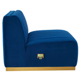 Modway Furniture Conjure Channel Tufted Performance Velvet Sofa XRXT Gold Navy EEI-5843-GLD-NAV