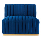 Modway Furniture Conjure Channel Tufted Performance Velvet Sofa XRXT Gold Navy EEI-5843-GLD-NAV