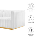 Modway Furniture Conjure Channel Tufted Performance Velvet Sofa XRXT Gold White EEI-5843-GLD-WHI