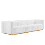 Modway Furniture Conjure Channel Tufted Performance Velvet Sofa XRXT Gold White EEI-5843-GLD-WHI