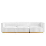 Modway Furniture Conjure Channel Tufted Performance Velvet Sofa XRXT Gold White EEI-5843-GLD-WHI