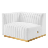 Modway Furniture Conjure Channel Tufted Performance Velvet Sofa XRXT Gold White EEI-5843-GLD-WHI