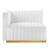 Modway Furniture Conjure Channel Tufted Performance Velvet Sofa XRXT Gold White EEI-5843-GLD-WHI